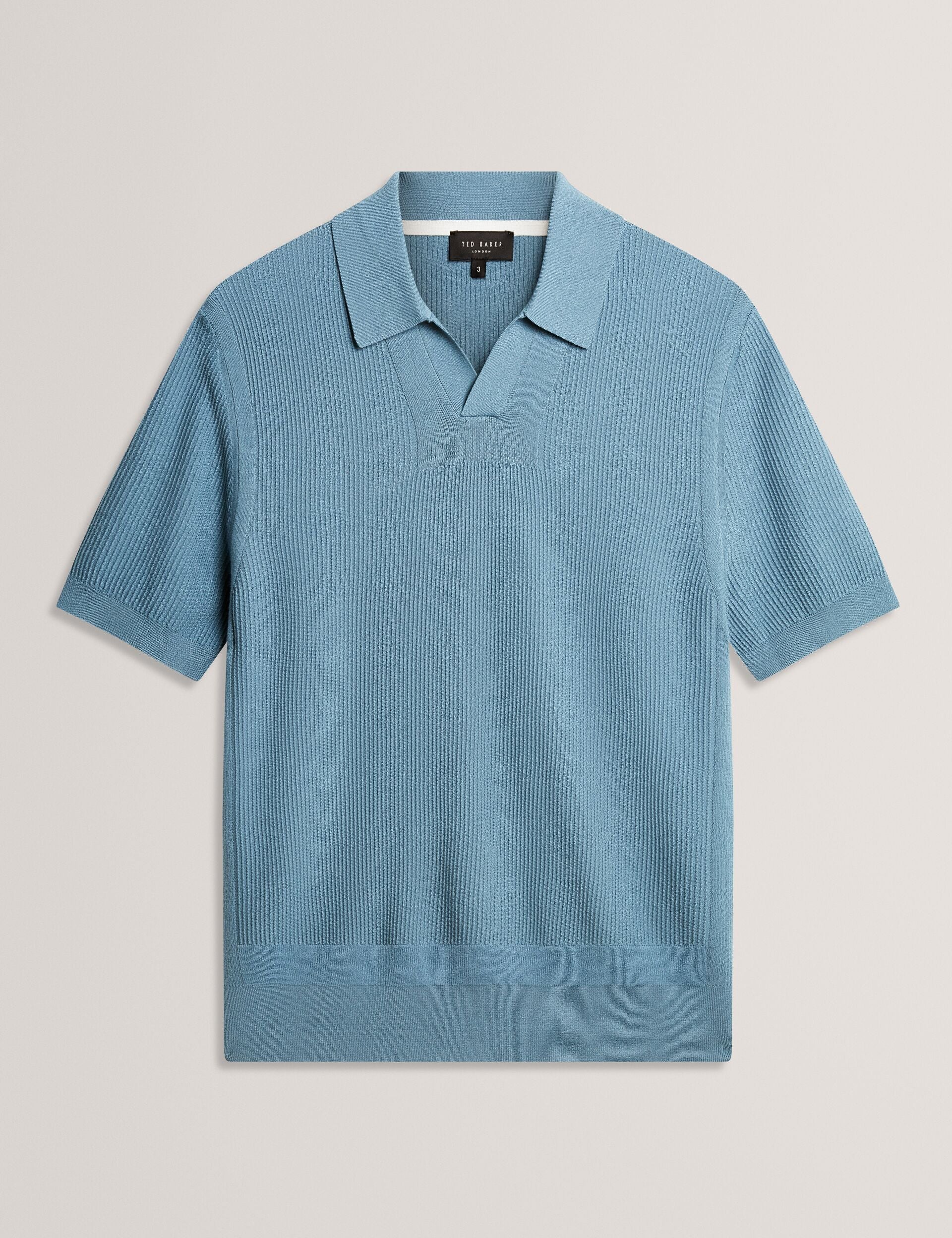 Ted Baker Aindrea Stitched Rib Open Neck Polo Shirt