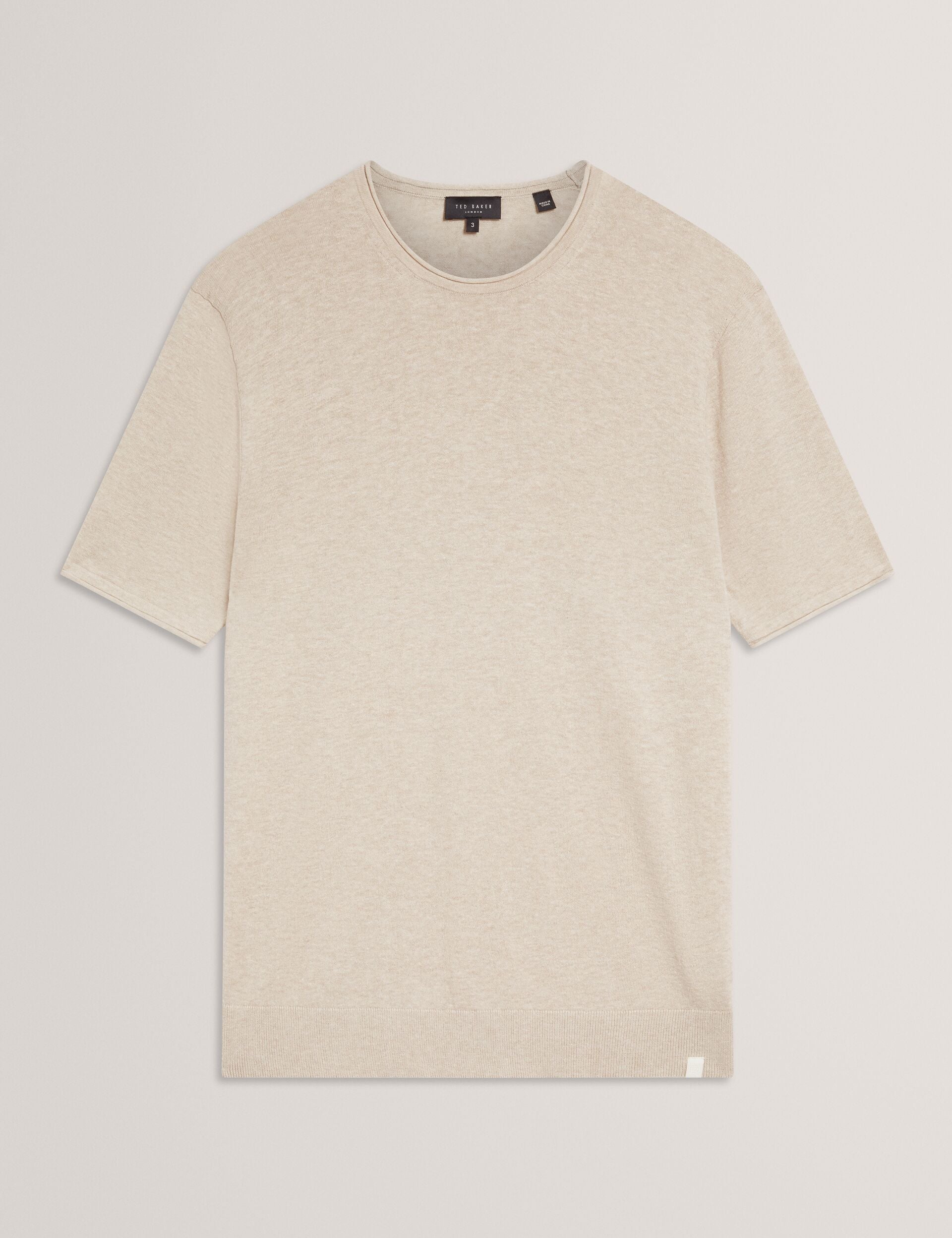 Ted Baker Curran Rolled Edge Linen Blend Knit Tshirt