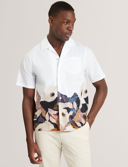 Ted Baker Moussa Relaxed Printed Hem Cotton Resort Shirt