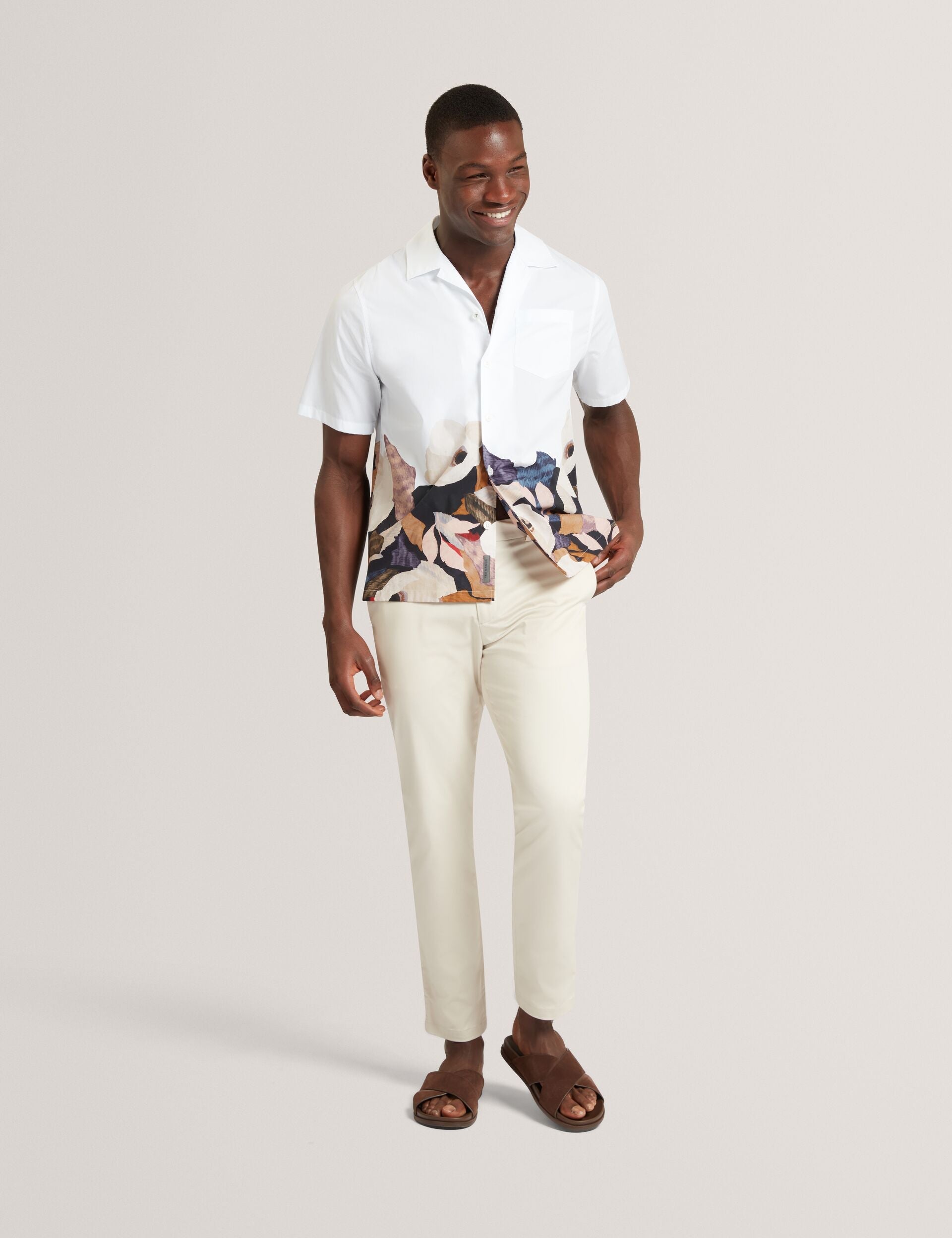 Ted Baker Moussa Relaxed Printed Hem Cotton Resort Shirt