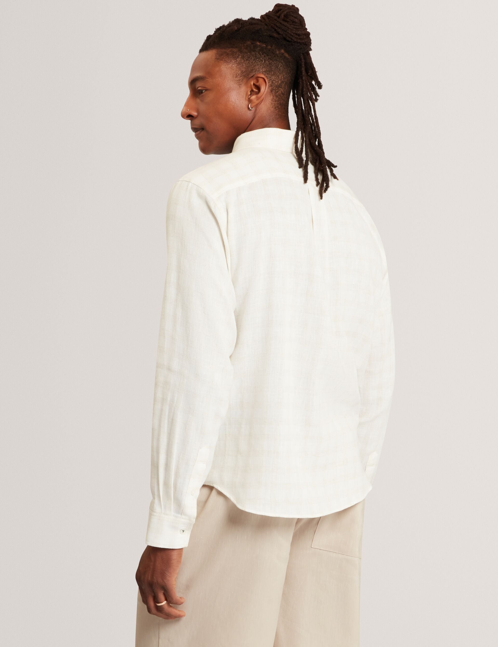 Ted Baker Andrey Relaxed Marl Check Long Sleeve Shirt