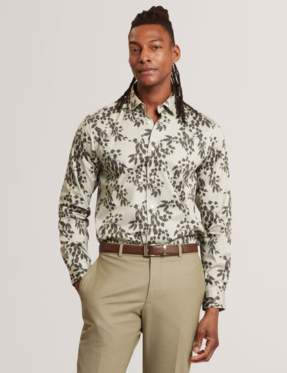 Ted Baker Dornan Foliage Print Cotton Long Sleeve Shirt