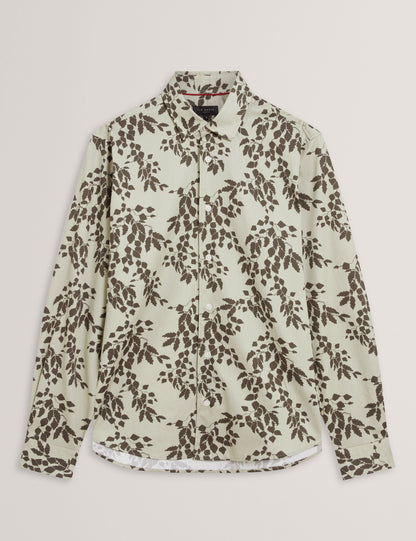 Ted Baker Dornan Foliage Print Cotton Long Sleeve Shirt
