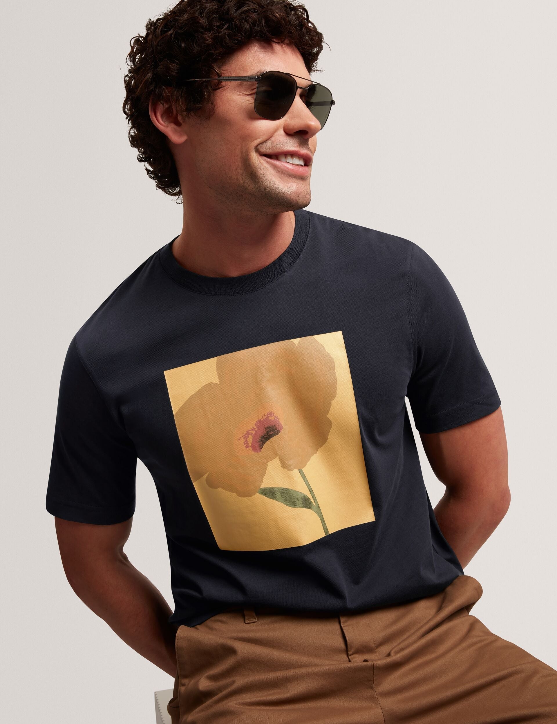 Ted Baker Crawley Floral Box Graphic Cotton Tshirt