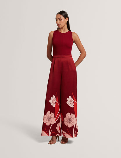 Ted Baker Izeny Knit Bodice Floral Printed Trouser Jumpsuit Women's