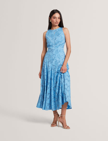Ted Baker Leesaa Floral Texture Sleeveless Aline Midi Dress Women's