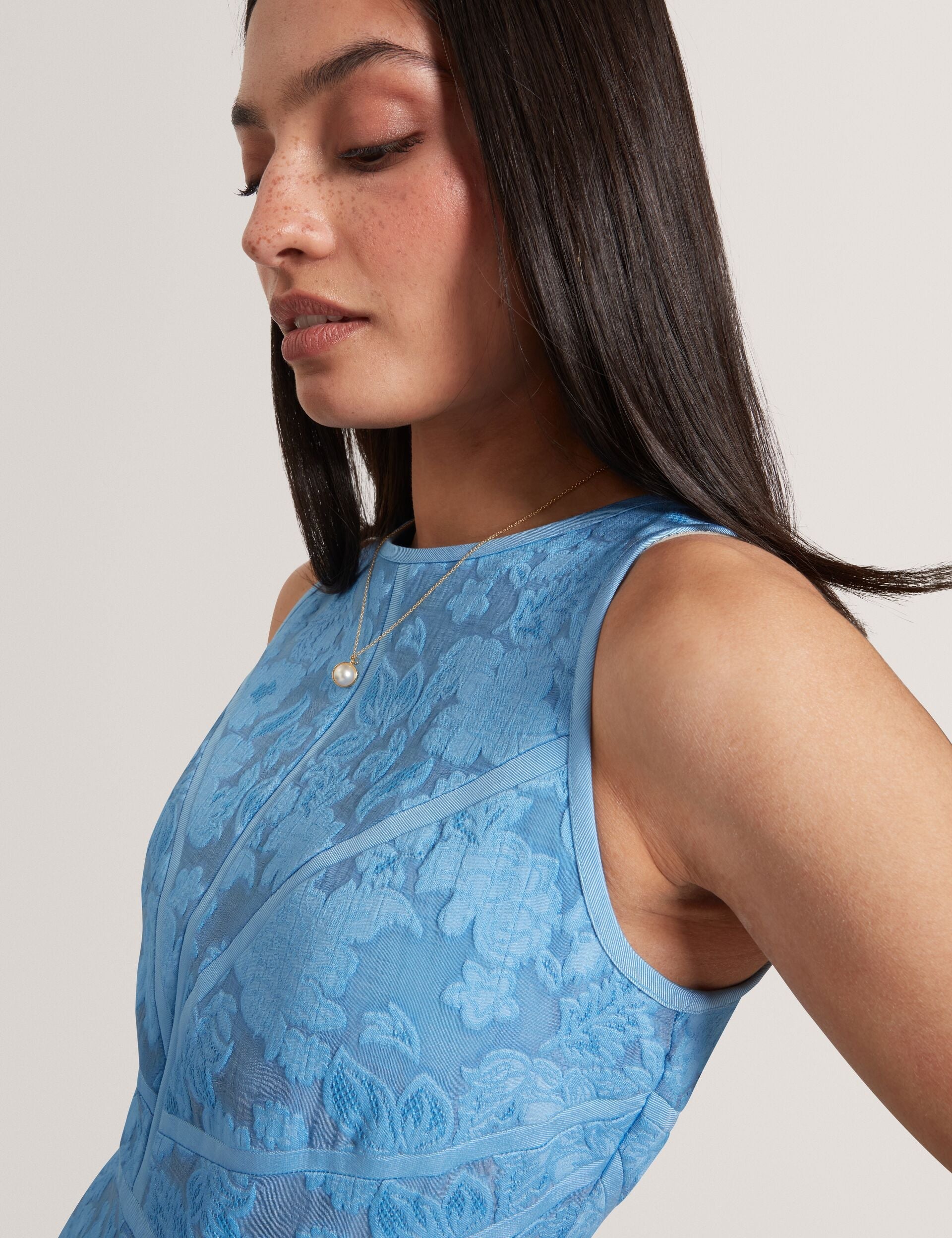Ted Baker Leesaa Floral Texture Sleeveless Aline Midi Dress Women's