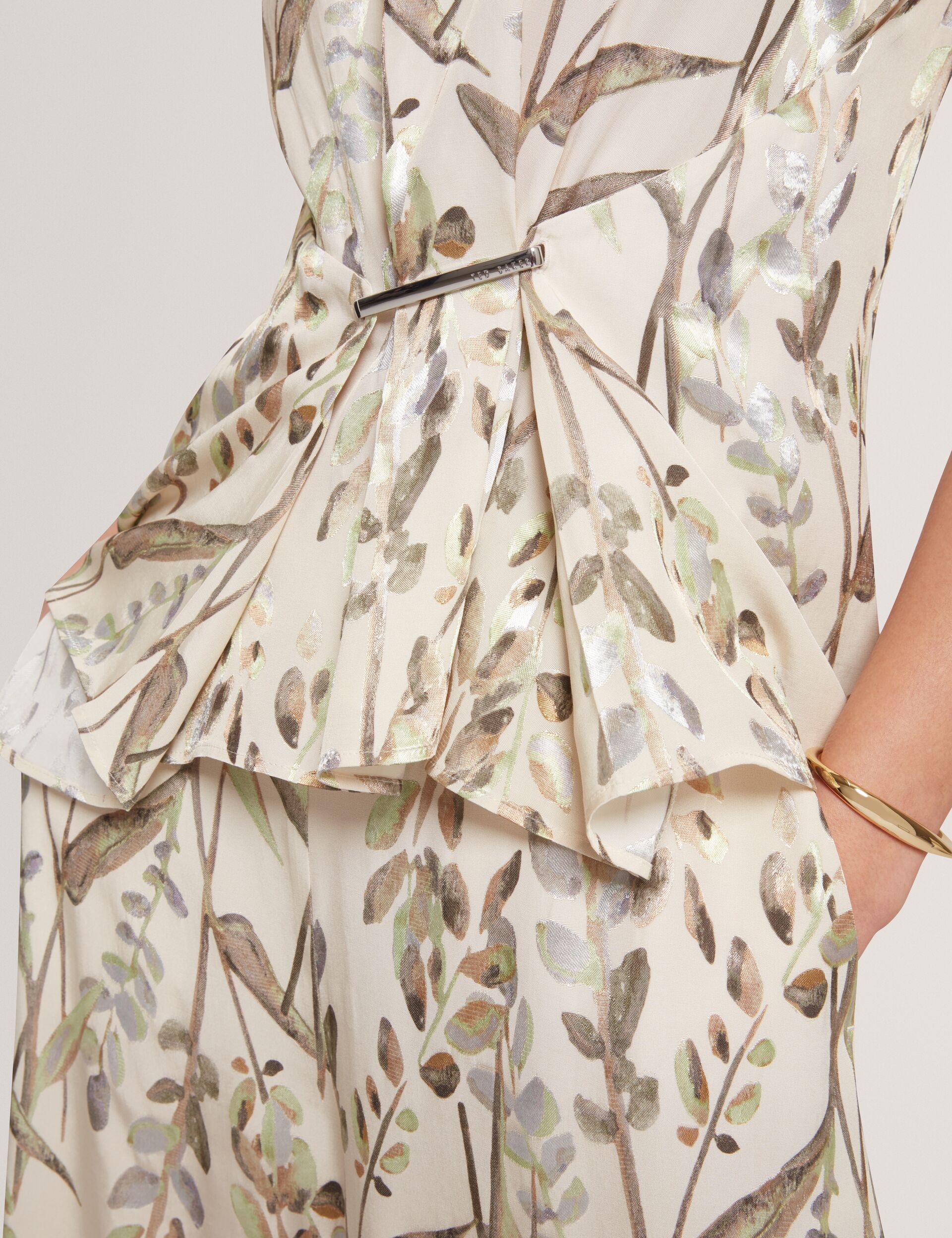 Ted Baker Clowdia Jacquard Leaf Cinched Waist Sleeveless Top Women's