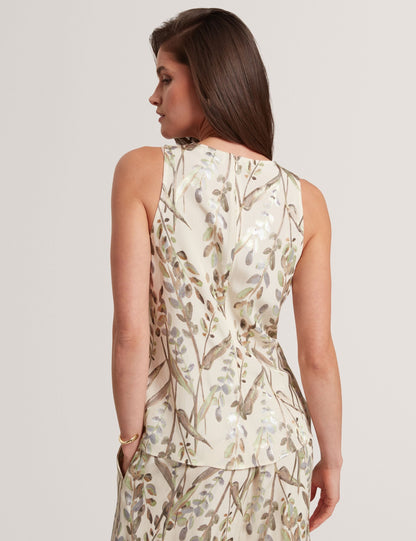Ted Baker Clowdia Jacquard Leaf Cinched Waist Sleeveless Top Women's