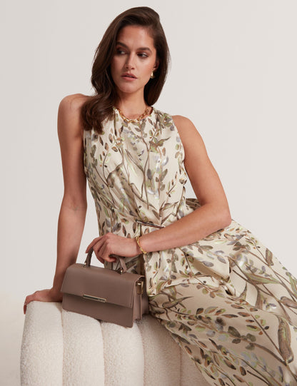Ted Baker Clowdia Jacquard Leaf Cinched Waist Sleeveless Top Women's