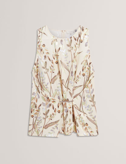 Ted Baker Clowdia Jacquard Leaf Cinched Waist Sleeveless Top Women's
