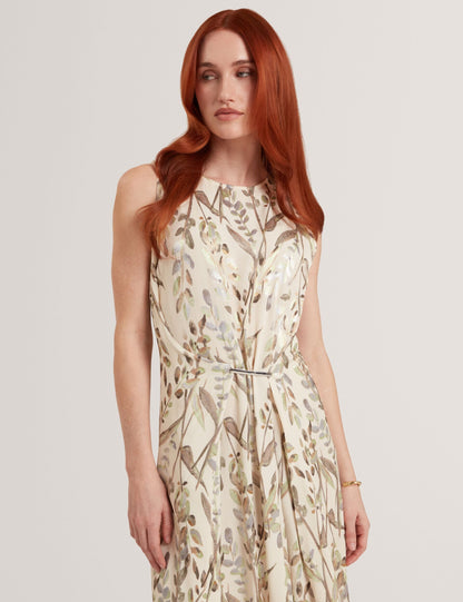 Ted Baker Pahloma Leaf Jacquard Bar Detail Midi Dress Women's