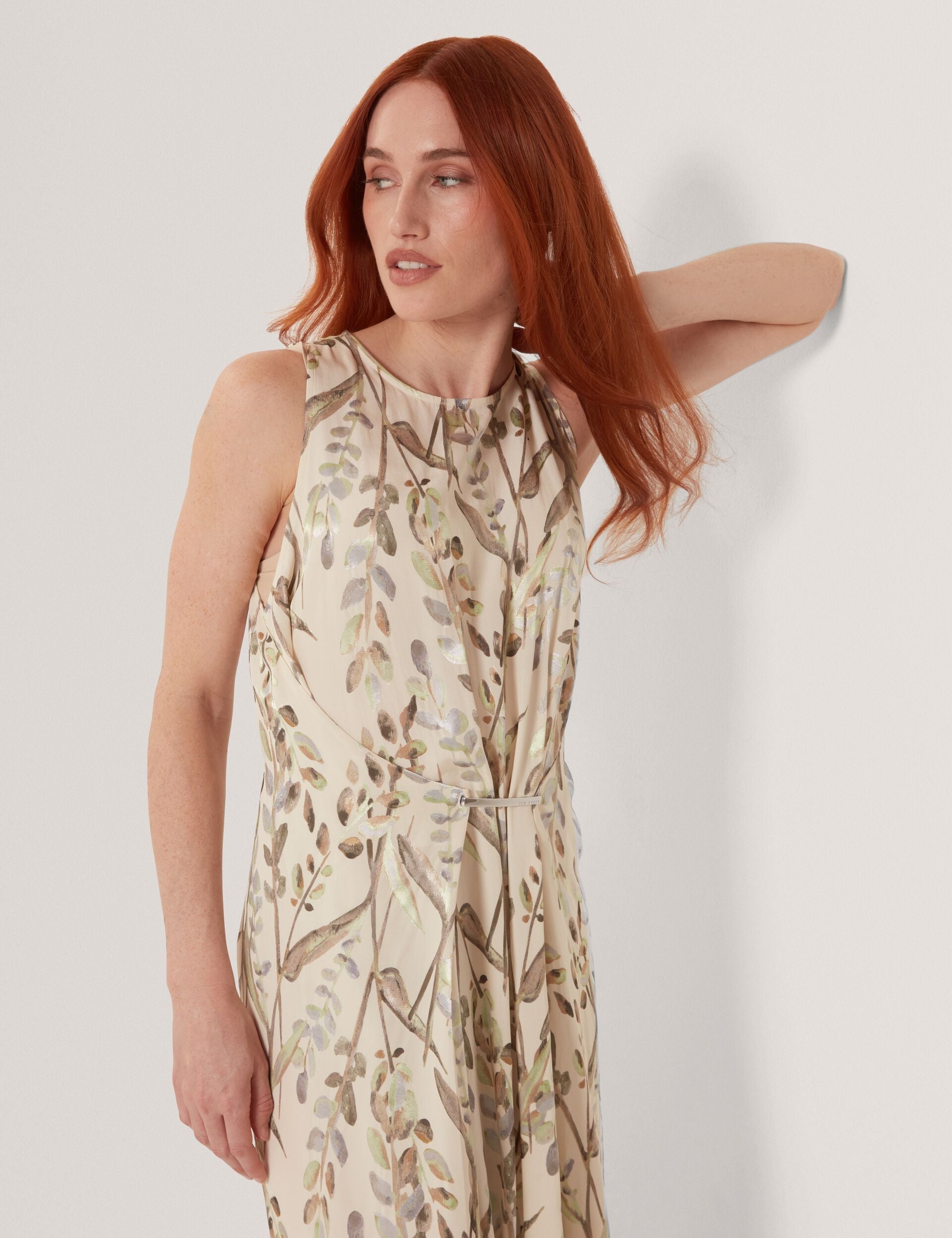 Ted Baker Pahloma Leaf Jacquard Bar Detail Midi Dress Women's