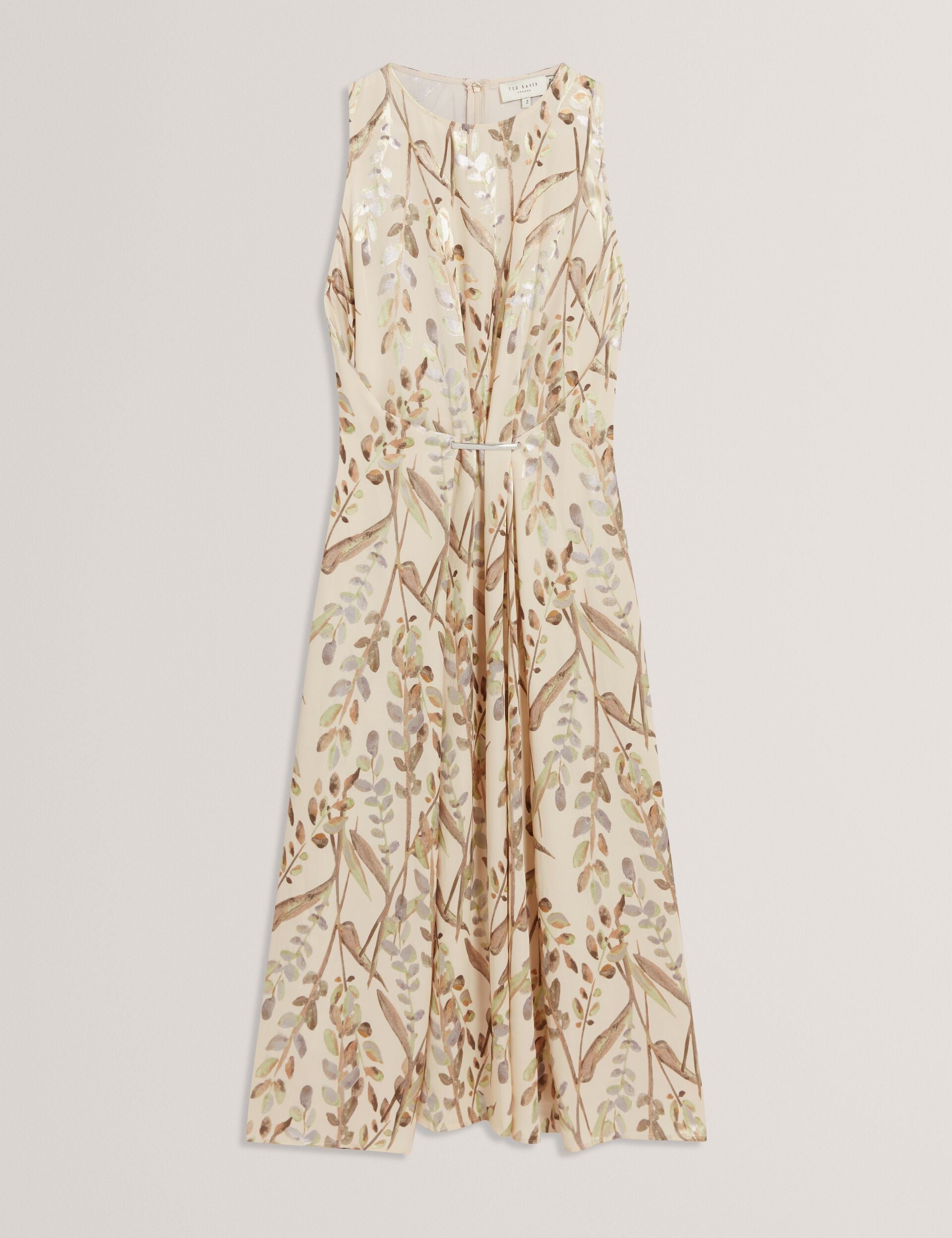Ted Baker Pahloma Leaf Jacquard Bar Detail Midi Dress Women's