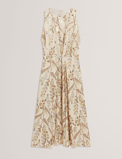 Ted Baker Pahloma Leaf Jacquard Bar Detail Midi Dress Women's