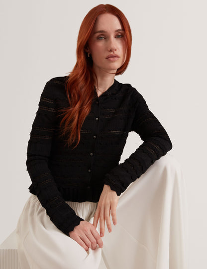 Ted Baker Avria Frilled Hem Knitted Crew Neck Cardigan Women's