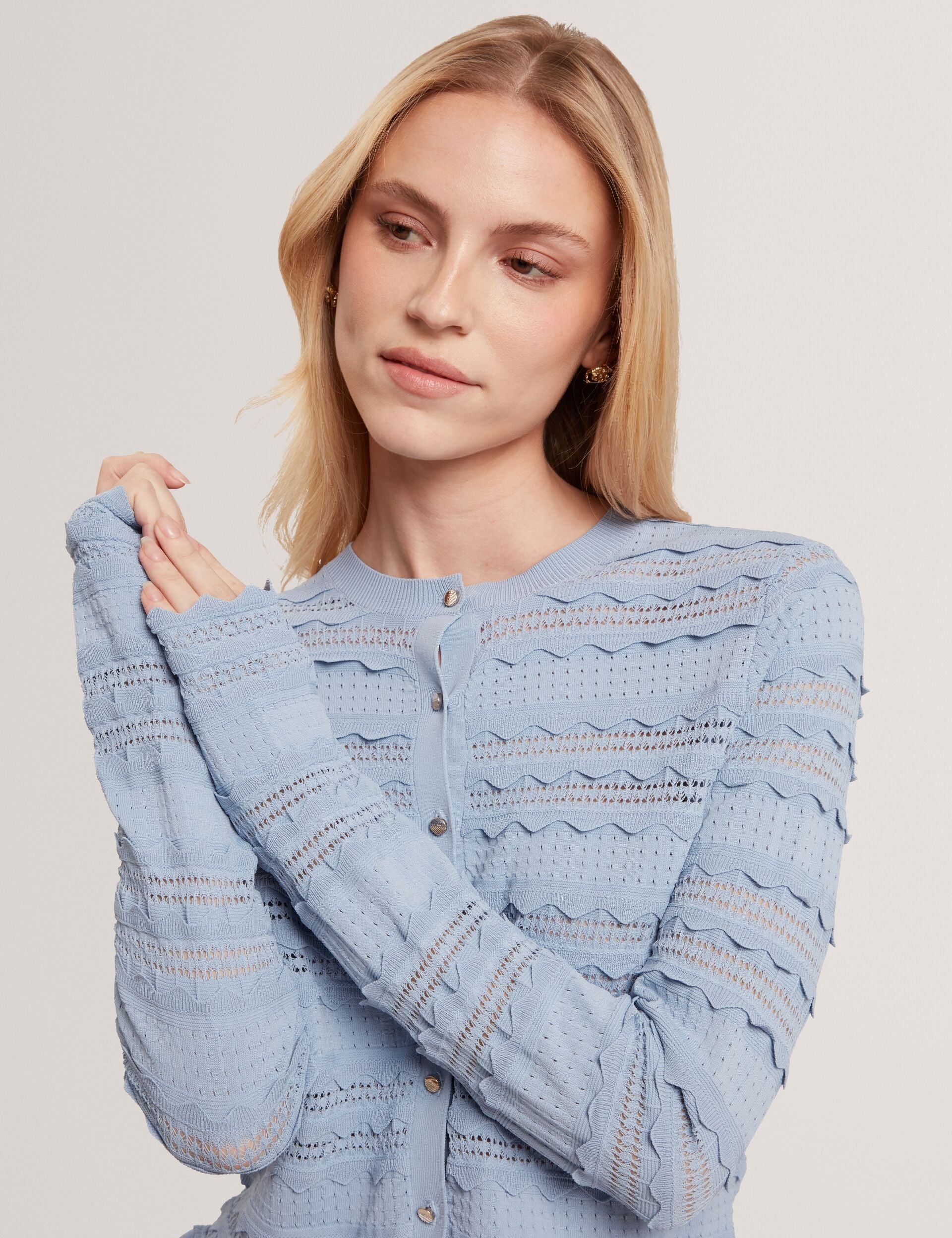 Ted Baker Avria Frilled Hem Knitted Crew Neck Cardigan Women's