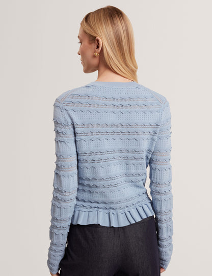 Ted Baker Avria Frilled Hem Knitted Crew Neck Cardigan Women's