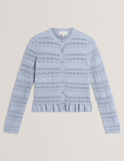Ted Baker Avria Frilled Hem Knitted Crew Neck Cardigan Women's