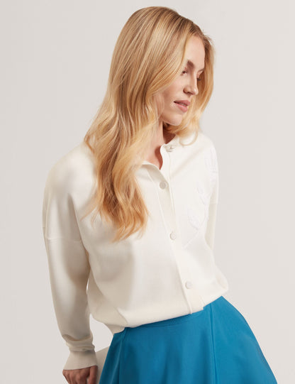 Ted Baker Neslie Applique Rose Crew Neck Cardigan Women's
