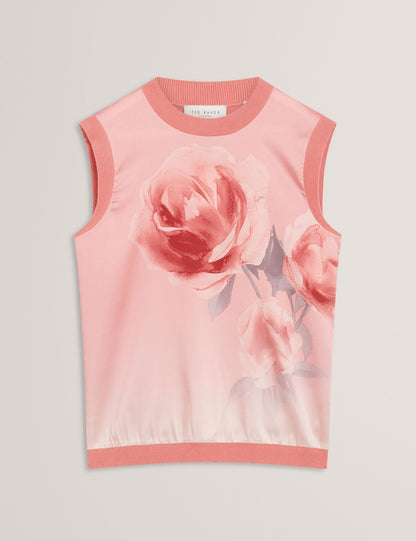 Ted Baker Lysia Rose Print Panel Knitted Tank Top Women's
