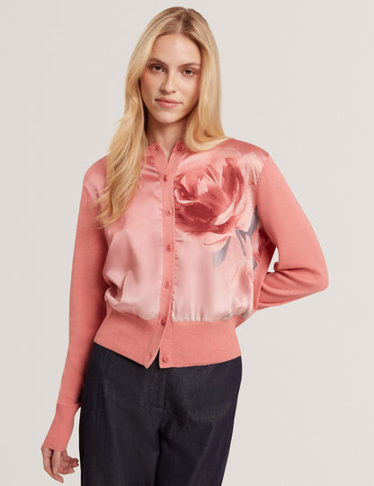 Ted Baker Ilyna Rose Print Woven Front Cardigan Women's
