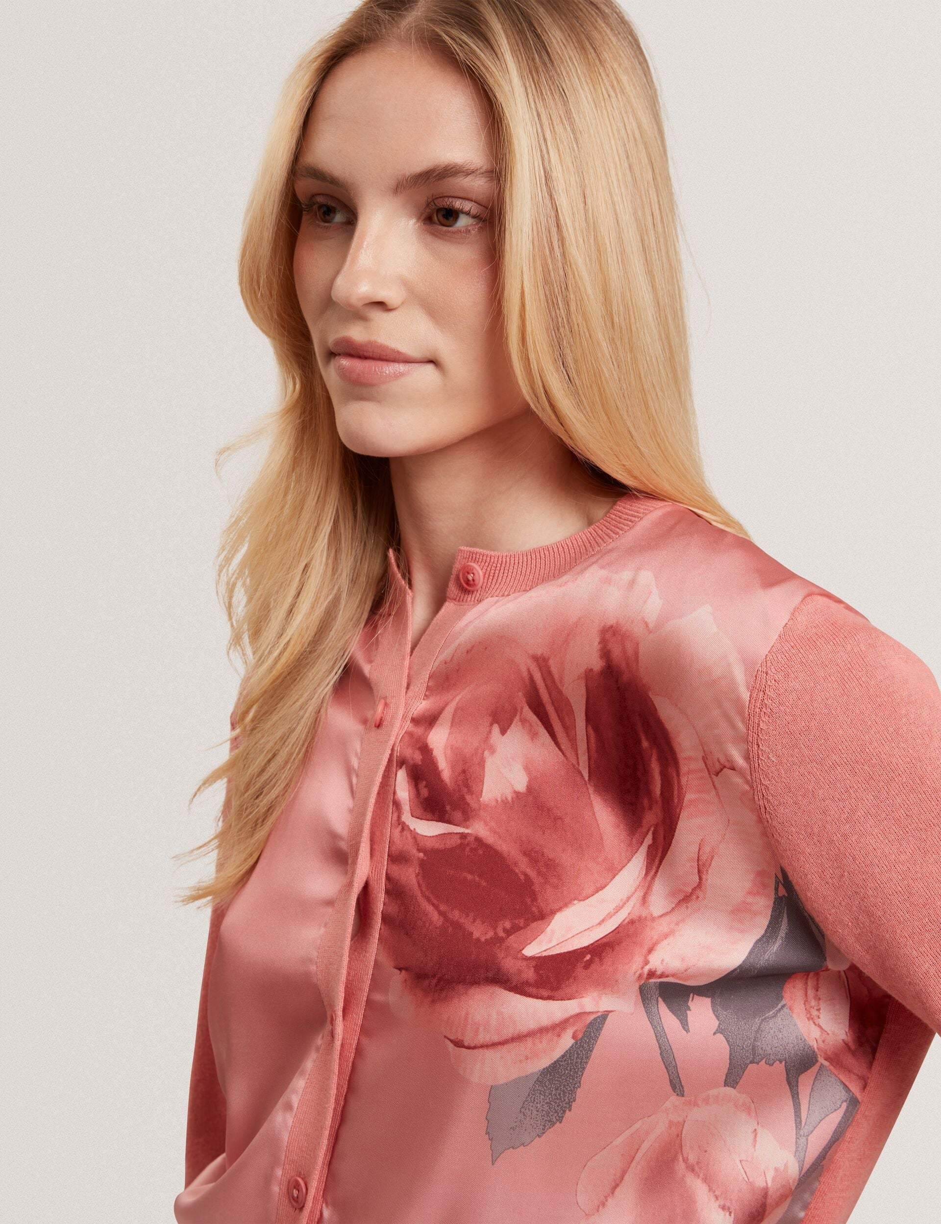 Ted Baker Ilyna Rose Print Woven Front Cardigan Women's