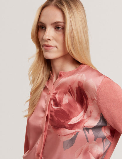 Ted Baker Ilyna Rose Print Woven Front Cardigan Women's