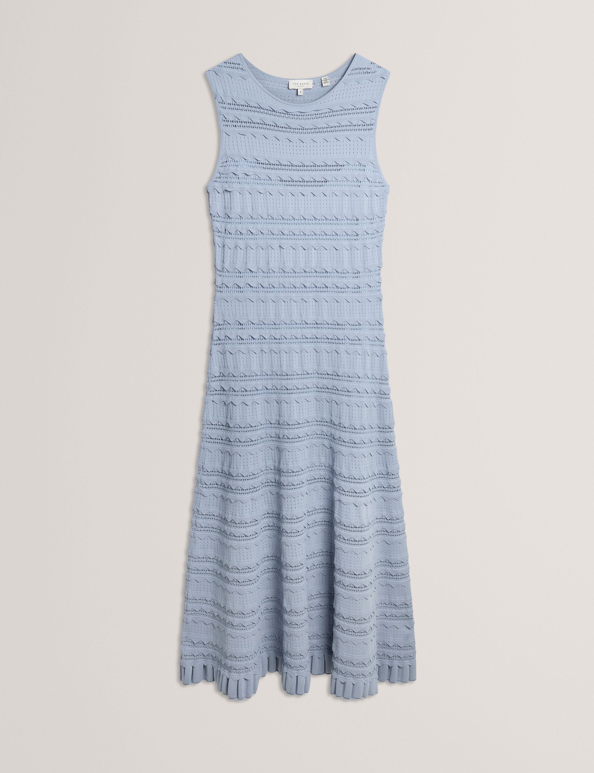 Ted Baker Cahrlie Scallop Trim Knitted Sleeveless Midi Dress Women's