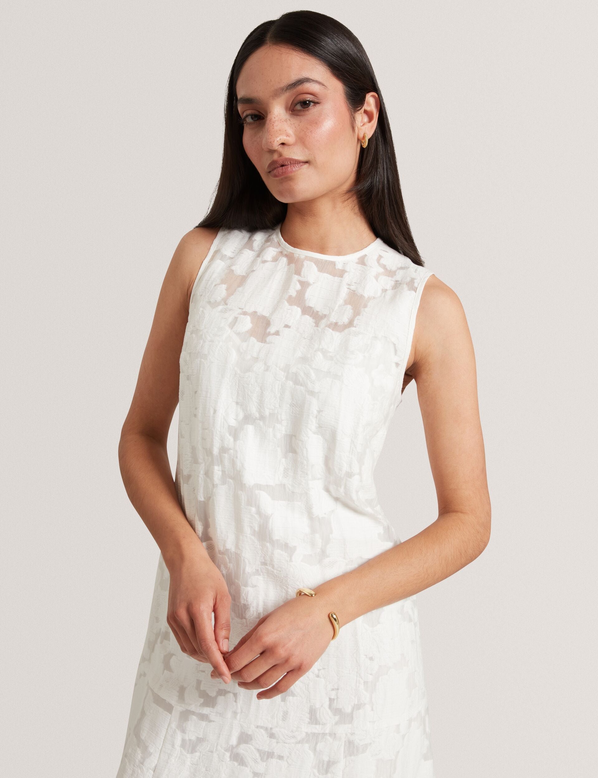 Ted Baker Bayiia Burnout Floral Drop Waist Midi Dress Women's