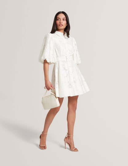 Ted Baker Antya Burnout Floral Puff Sleeve Mini Shirt Dress Women's