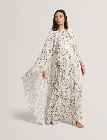 Ted Baker Gildaa Leaf Print Cape Detail Maxi Dress Women's