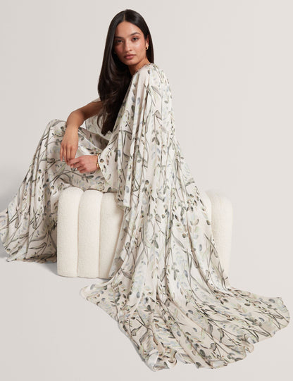 Ted Baker Gildaa Leaf Print Cape Detail Maxi Dress Women's