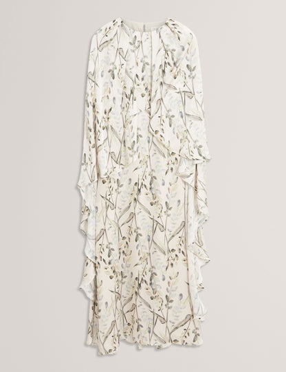 Ted Baker Gildaa Leaf Print Cape Detail Maxi Dress Women's