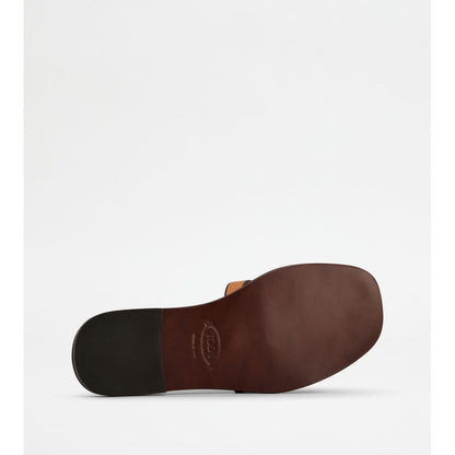 Tods Sandals In Leather Orange Womens