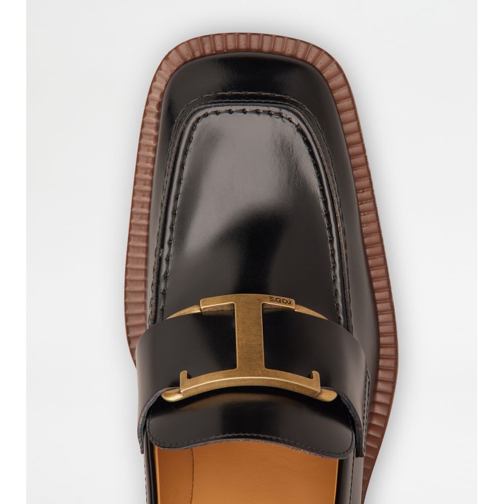 Tods Platform Loafers In Leather Black Womens