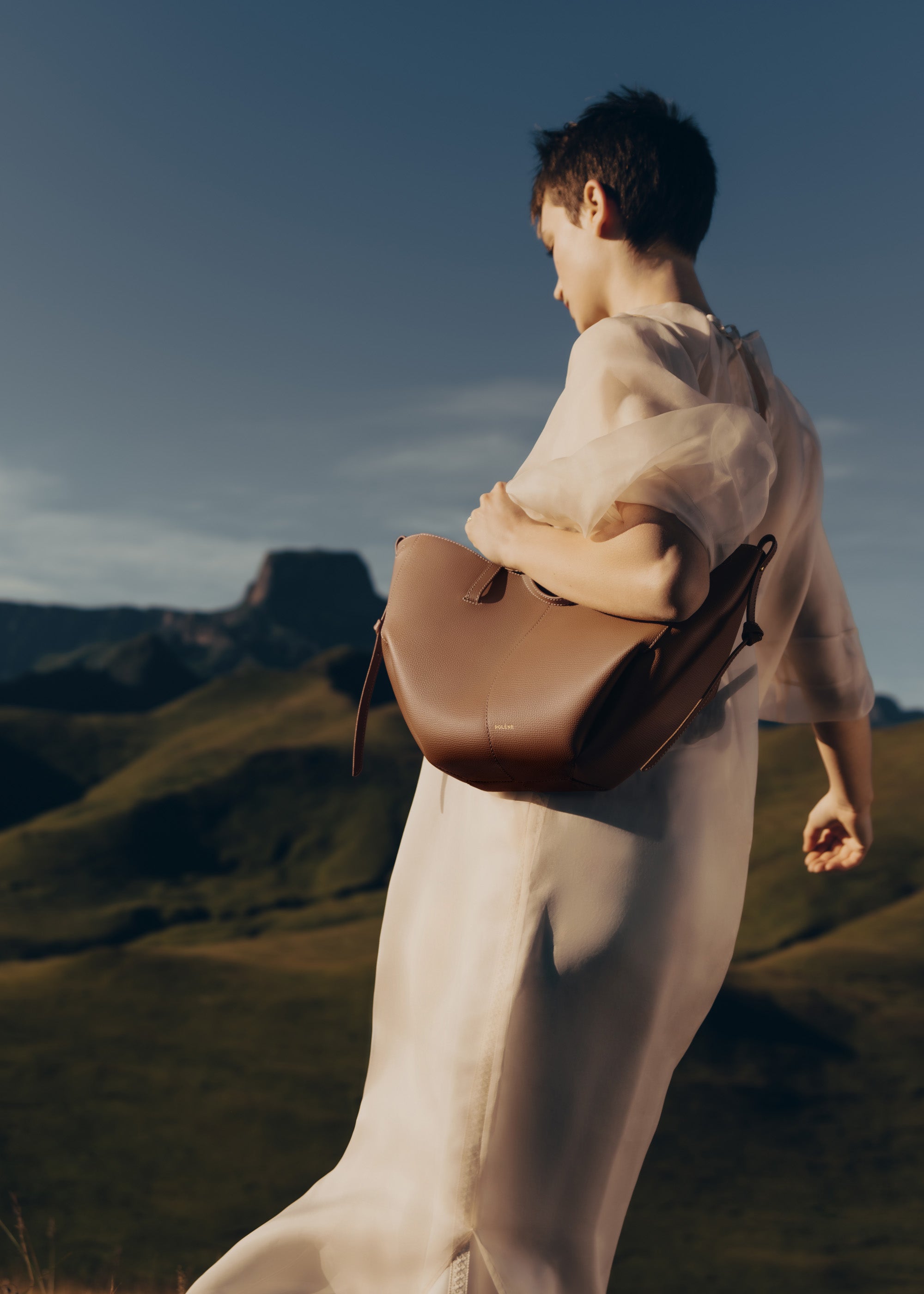Polene Cyme Mini Textured Camel