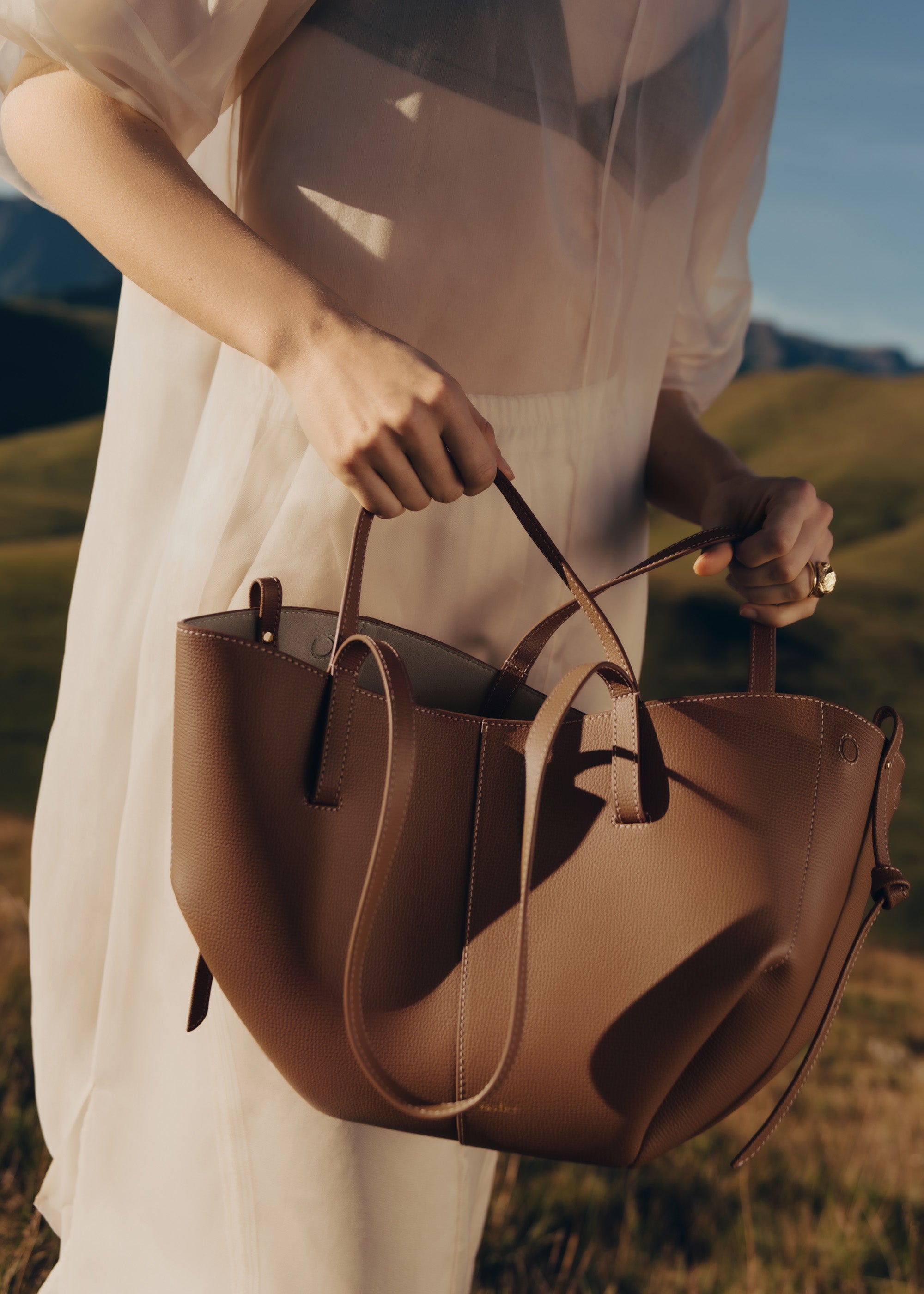Polene Cyme Mini Textured Camel