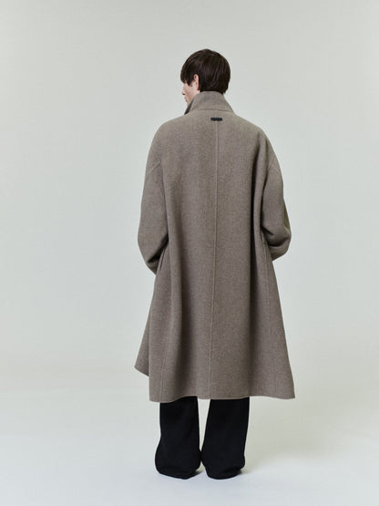 Essentials Wool Cashmere Highneck Coat Walnut