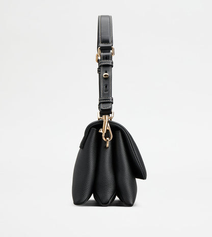 Tods T Timeless Flap Bag In Leather Mini Black
