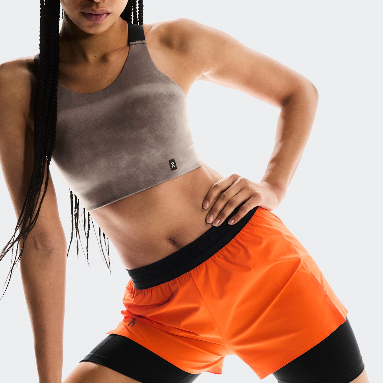 On 3" Performance 2/1 Shorts Flame | Black (Women'S)