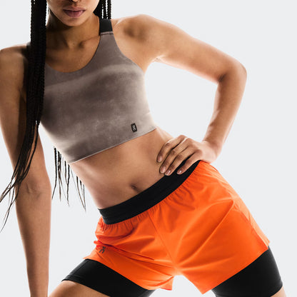 On 3" Performance 2/1 Shorts Flame | Black (Women'S)