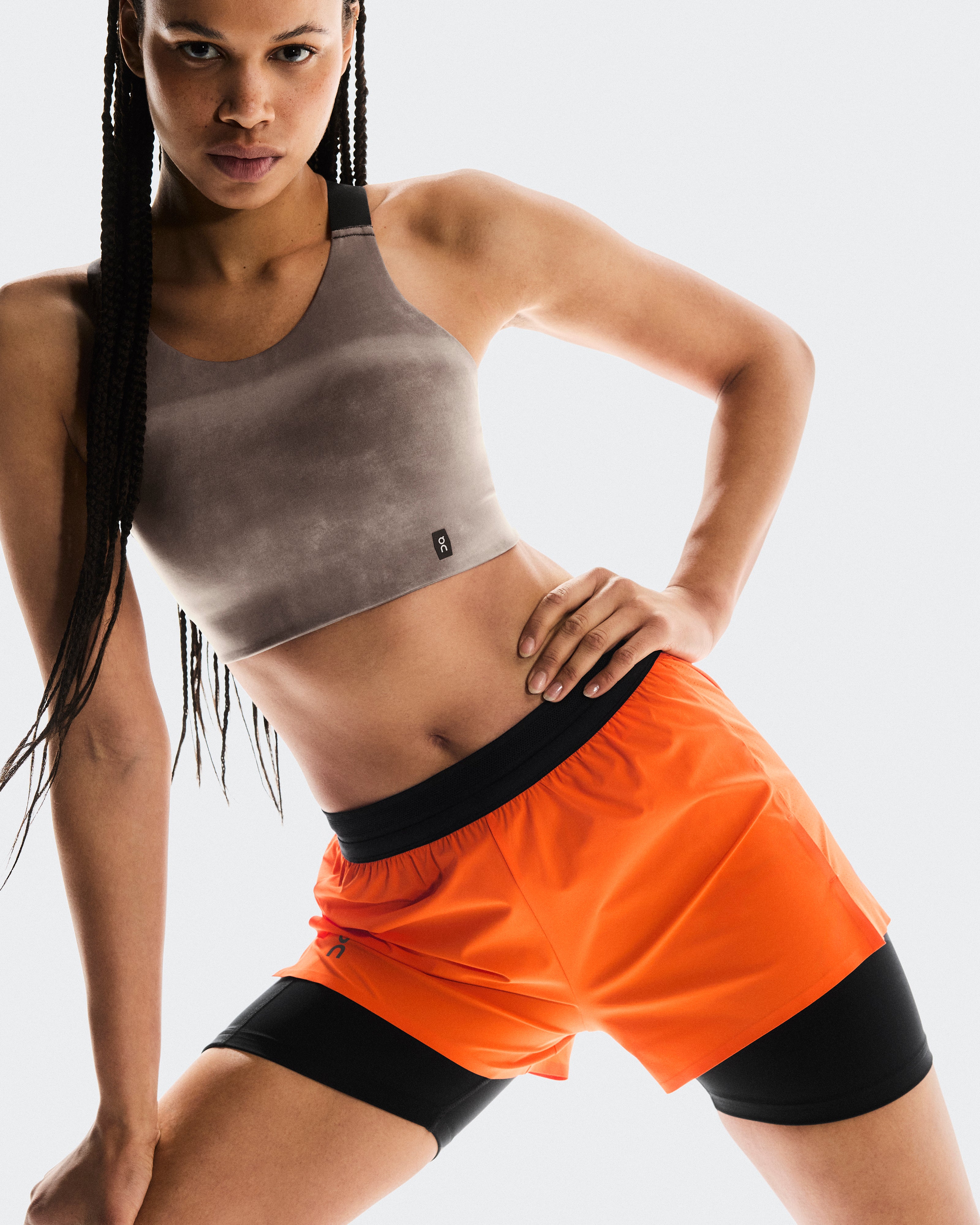 On 3" Performance 2/1 Shorts Flame | Black (Women's)