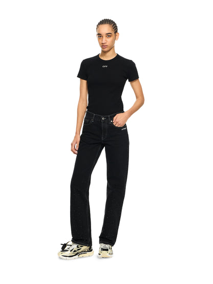 Off-White Off Stamp Ribbed Basic Tshirt Black