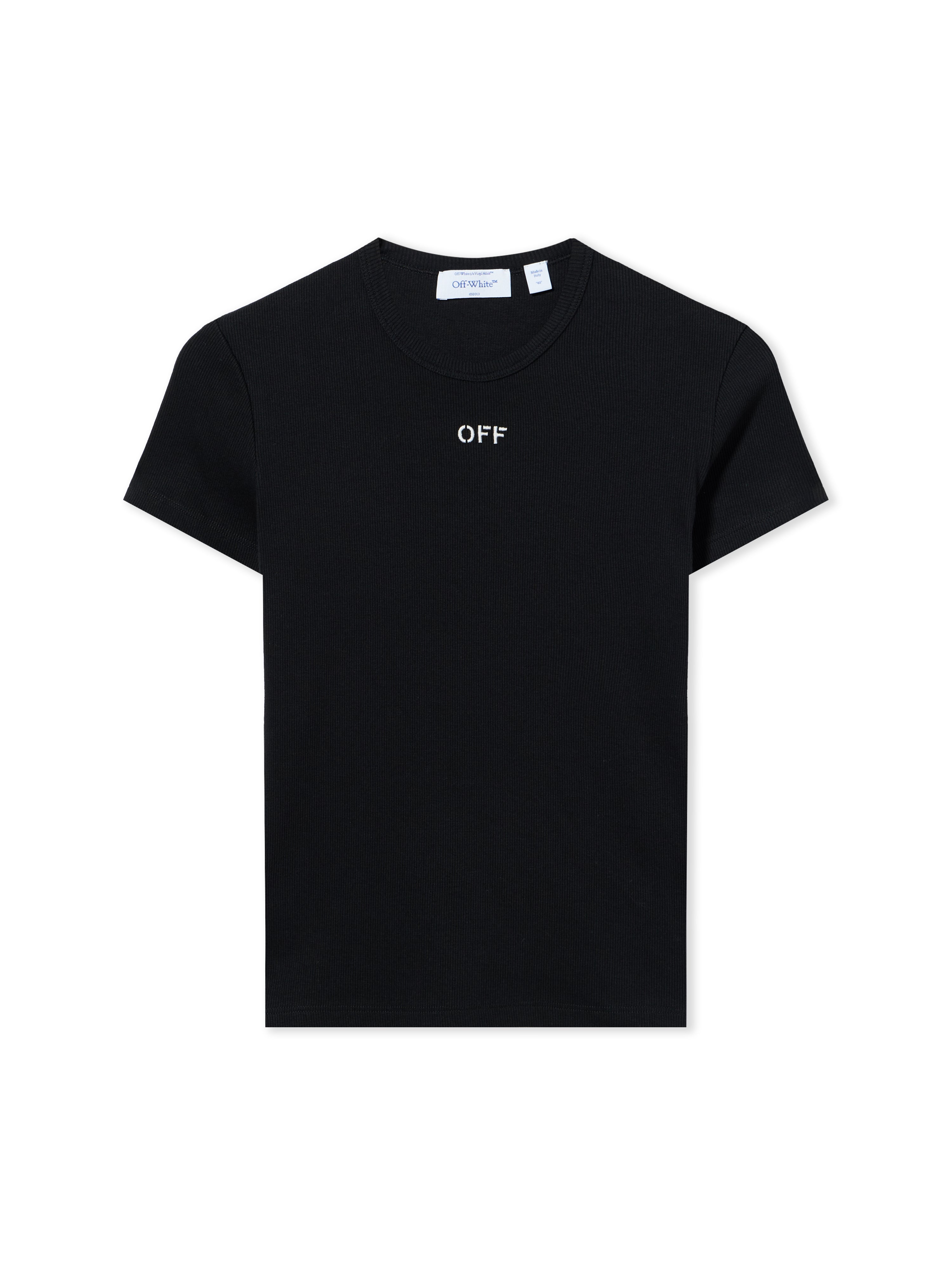 Off-White Off Stamp Ribbed Basic Tshirt Black