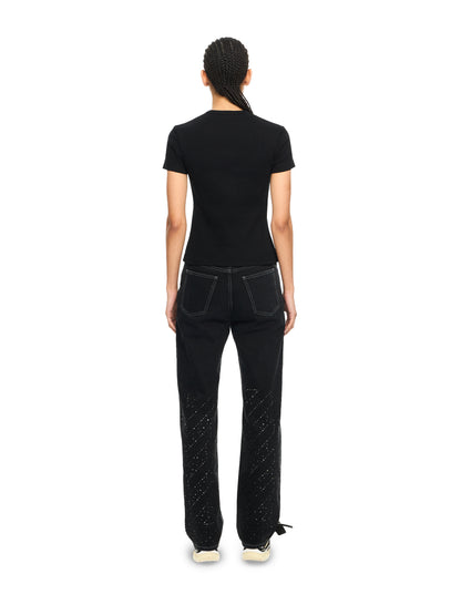 Off-White Off Stamp Ribbed Basic Tshirt Black