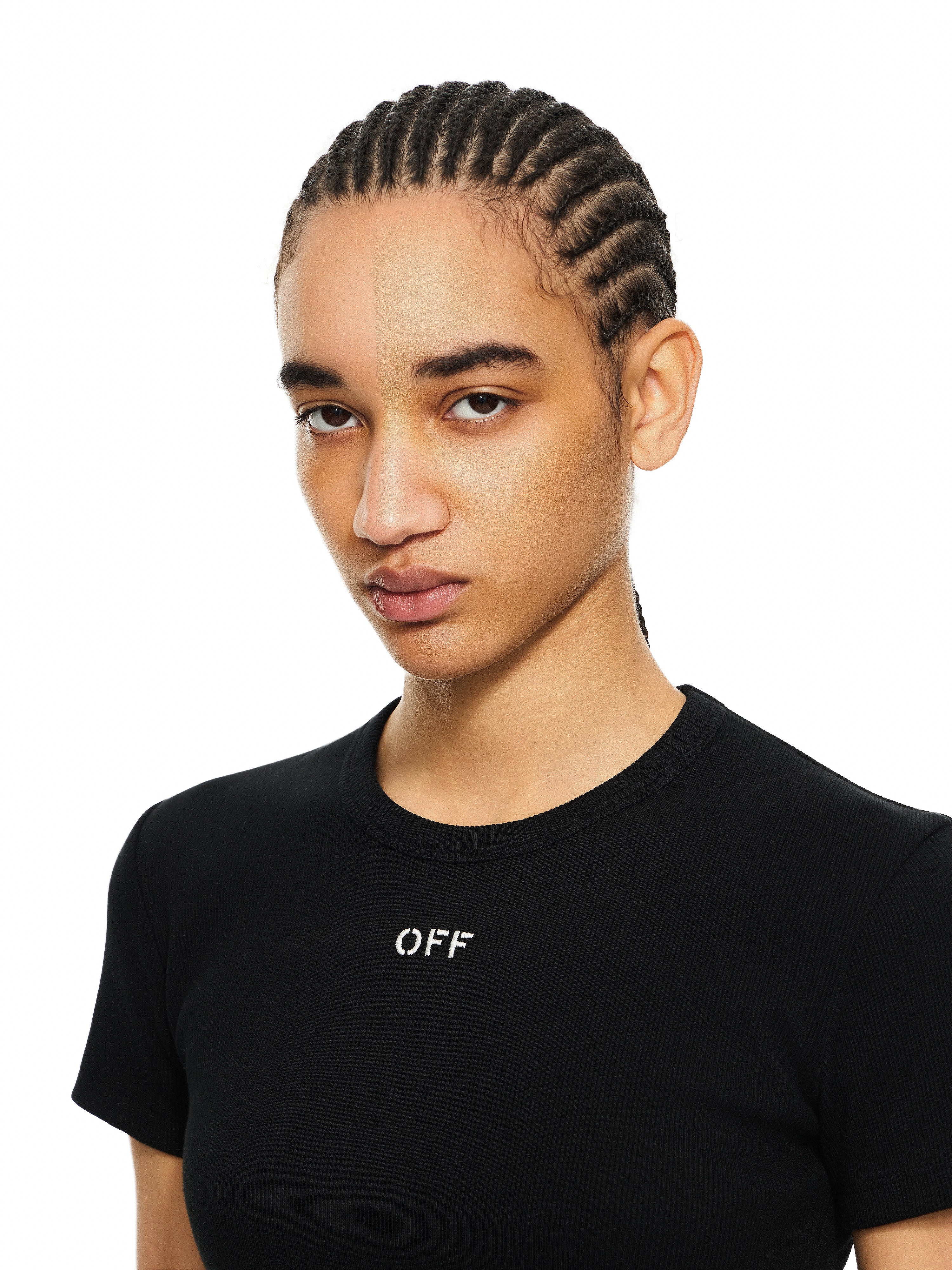 Off-White Off Stamp Ribbed Basic Tshirt Black