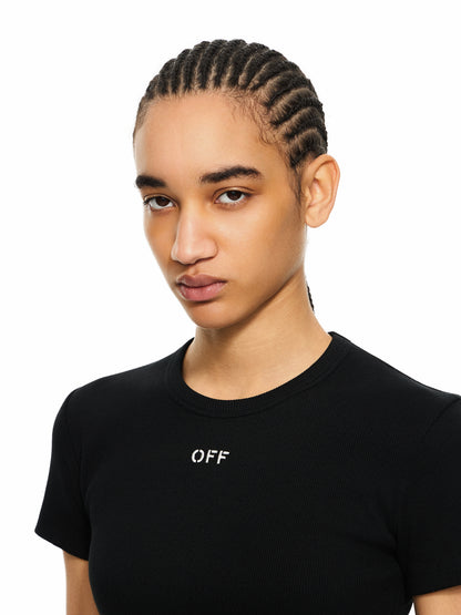 Off-White Off Stamp Ribbed Basic Tshirt Black