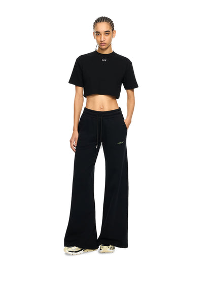 Off-White Off Stamp Ribbed Cropped Tshirt Black