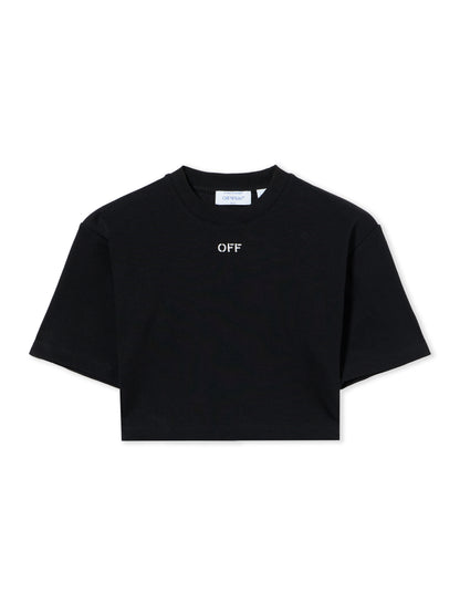 Off-White Off Stamp Ribbed Cropped Tshirt Black